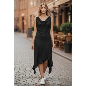 Reformation Asymmetrical Hem Sleeveless Tank Dress Black XL EUC